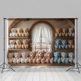 Lofaris Arch Window Shelf Colorful Bear Cake Smash Backdrop